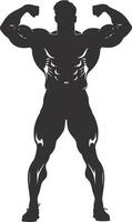 ai genererad silhuett bodybuilding böjning kropp muskel svart Färg endast vektor