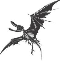 ai generiert Silhouette Dinosaurier Pterodaktylus Skelett schwarz Farbe nur vektor