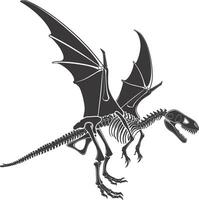 ai generiert Silhouette Dinosaurier Pterodaktylus Skelett schwarz Farbe nur vektor