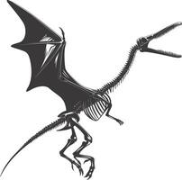 ai generiert Silhouette Dinosaurier Pterodaktylus Skelett schwarz Farbe nur vektor