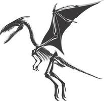 ai generiert Silhouette Dinosaurier Pterodaktylus Skelett schwarz Farbe nur vektor