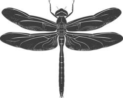 ai generiert Silhouette Libelle schwarz Farbe nur voll Körper vektor