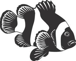 ai generiert Silhouette Clownfisch schwarz Farbe nur voll Körper vektor