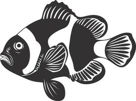 ai genererad silhuett clown fisk svart Färg endast full kropp vektor