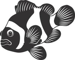 ai generiert Silhouette Clownfisch schwarz Farbe nur voll Körper vektor