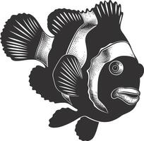 ai generiert Silhouette Clownfisch schwarz Farbe nur voll Körper vektor