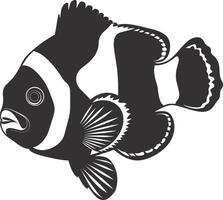 ai generiert Silhouette Clownfisch schwarz Farbe nur voll Körper vektor