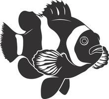 ai generiert Silhouette Clownfisch schwarz Farbe nur voll Körper vektor