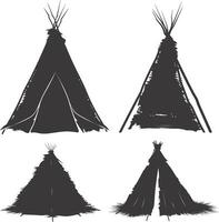 ai generiert Silhouette indisch Stammes- Zelt schwarz Farbe nur voll vektor