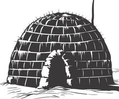 ai genererad silhuett igloo de eskimo stam- hus svart Färg vektor