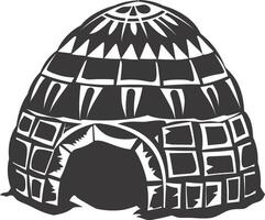 ai genererad silhuett igloo de eskimo stam- hus svart Färg vektor