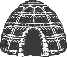 ai generiert Silhouette Iglu das Eskimo Stammes- Haus schwarz Farbe vektor