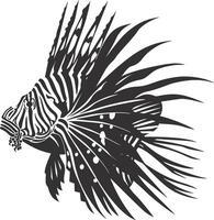 ai generiert Silhouette Feuerfisch schwarz Farbe nur voll Körper vektor
