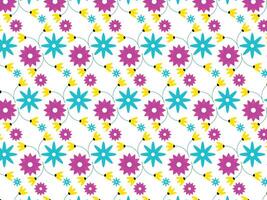 Rosa, Blau und Gelb Blumen- Blume Hintergrund Muster vektor