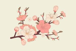 persika gren. persika blomma dag. persika blomma festival. baner vektor illustration