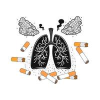rökare lungorna. toxisk effekter av cigarett tobak. begrepp av Avslutning rökning. värld Nej tobak dag vektor