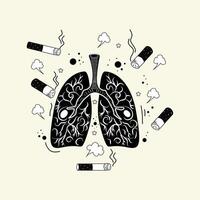 Raucher Lunge. giftig Auswirkungen von Zigarette Tabak. Konzept von aufhören Rauchen. Welt Nein Tabak Tag vektor