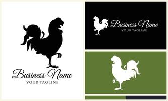 kyckling höna tupp logotyp mall vektor