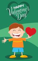 süß Karikatur Junge mit Herz Valentinsgrüße Tag Karte vektor