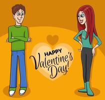 Valentinsgrüße Tag Design mit Comic jung Paar vektor