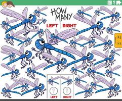 Zählen links und richtig Bilder von Karikatur Libelle Insekt vektor
