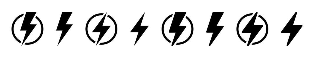 blixt, elektrisk kraft vektor logotyp design element. energi och åska elektricitet symbol begrepp. blixt- bult tecken i de cirkel. kraft snabb hastighet logotyp