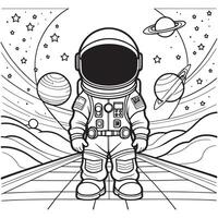 Kinder Astronaut Gliederung Färbung Seite Illustration zum Kinder und Erwachsene vektor