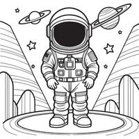 Kinder Astronaut Gliederung Färbung Seite Illustration zum Kinder und Erwachsene vektor