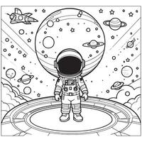 Kinder Astronaut Gliederung Färbung Seite Illustration zum Kinder und Erwachsene vektor