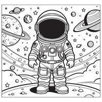 Kinder Astronaut Gliederung Färbung Seite Illustration zum Kinder und Erwachsene vektor