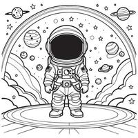 barn astronaut översikt färg sida illustration för barn och vuxen vektor