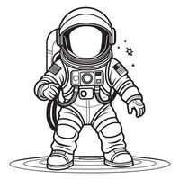 barn astronaut översikt färg sida illustration för barn och vuxen vektor