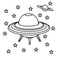 UFO översikt teckning färg bok sida vektor