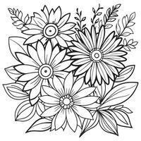Kinder- Blumen- Gliederung Illustration Gekritzel Färbung Buch Hand gezeichnet Vektor