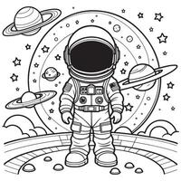 Kinder Astronaut Gliederung Färbung Seite Illustration zum Kinder und Erwachsene vektor