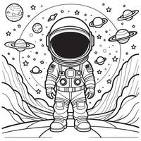 Kinder Astronaut Gliederung Färbung Seite Illustration zum Kinder und Erwachsene vektor