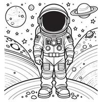 Kinder Astronaut Gliederung Färbung Seite Illustration zum Kinder und Erwachsene vektor