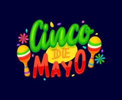 cinco de Mayo Mexikaner Urlaub Zitat mit Maracas vektor