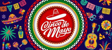 cinco de Mayo Papier Schnitt Mexikaner Urlaub Banner vektor