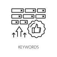 Schlüsselwörter, sem, Suche Motor Marketing Symbol vektor