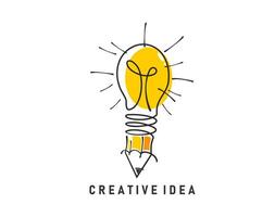 kreativ Idee Licht Birne Bleistift, Vektor Symbol