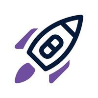 Rakete Symbol. Vektor Dual Ton Symbol zum Ihre Webseite, Handy, Mobiltelefon, Präsentation, und Logo Design.
