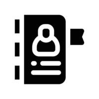 Kontakt Buch Symbol. Vektor Glyphe Symbol zum Ihre Webseite, Handy, Mobiltelefon, Präsentation, und Logo Design.