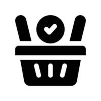 Einkaufen Korb Symbol. Vektor Glyphe Symbol zum Ihre Webseite, Handy, Mobiltelefon, Präsentation, und Logo Design.