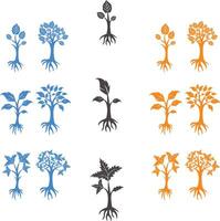 olika typer av träd och växter vektor. vektor