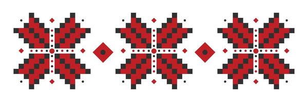 ukrainisch traditionell Stickerei vyshyvanka im schwarz und rot Farben, Volk Ornament, drei Blumen und Kreuze. diese symbolisiert Liebe zum einheimisch Land und Bereitschaft zu Kampf zum Was Sie Liebe vektor