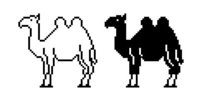 schwarz Weiß Pixel Kunst Kamel Symbol vektor