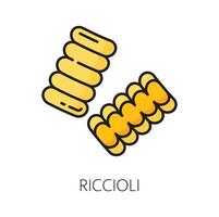 riccioli översikt ikon, hemlagad pasta typ vektor