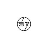 sy Fett gedruckt Linie Konzept im Kreis Initiale Logo Design im schwarz isoliert vektor