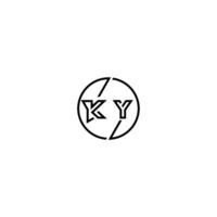 ky Fett gedruckt Linie Konzept im Kreis Initiale Logo Design im schwarz isoliert vektor